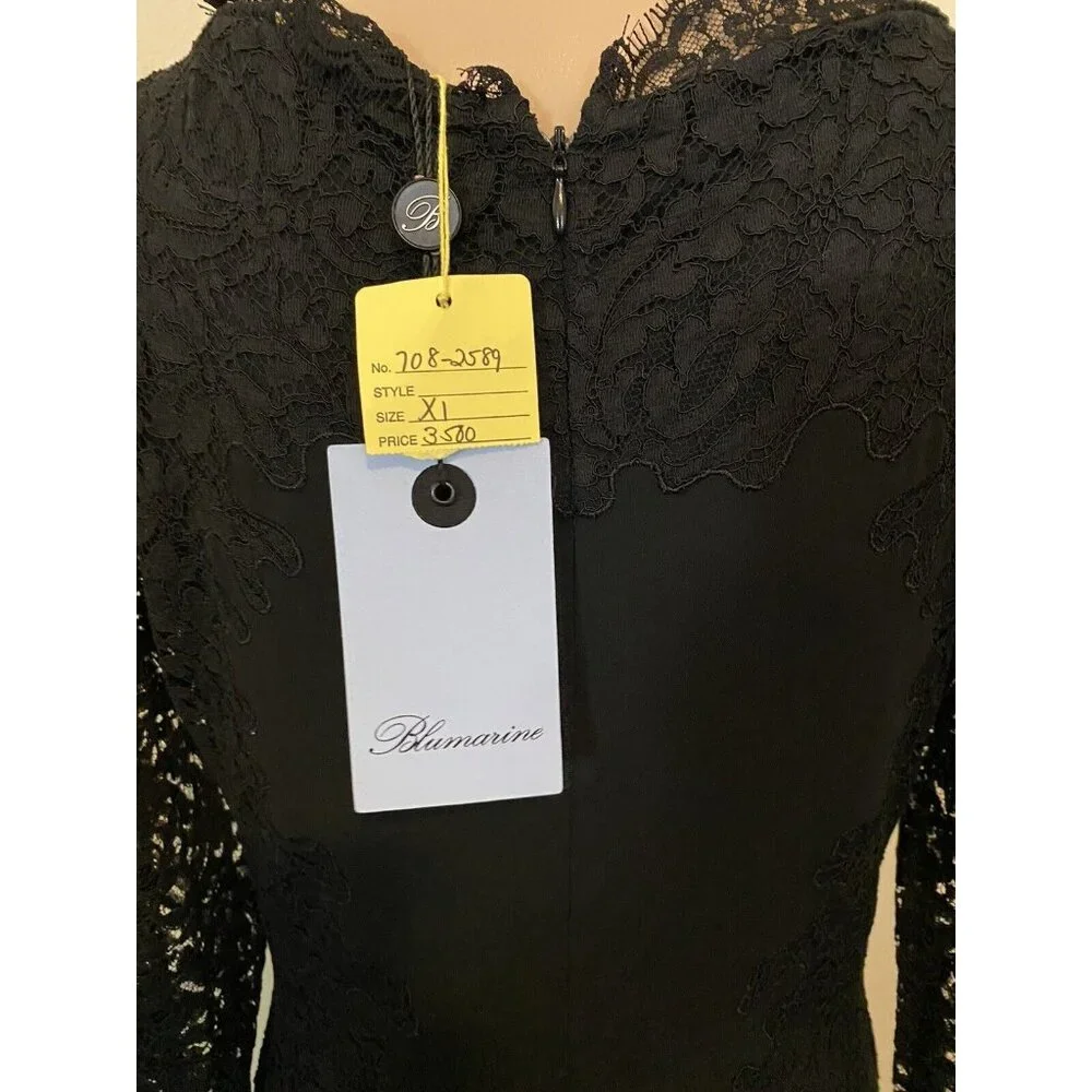 $3500 NWT Blumarine 46 10 Trumpet Dress Mermaid Gown Stretch Evening Black Knit